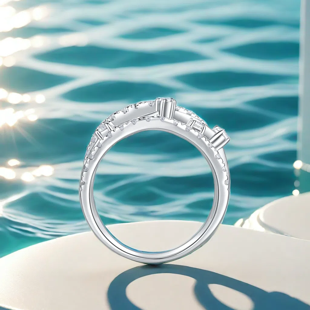 60*0.15CT Moissanite S925 sterlin silver multi-X cross personalized fashionable band ring elegant luxurious designer ring high-end unique distinctband