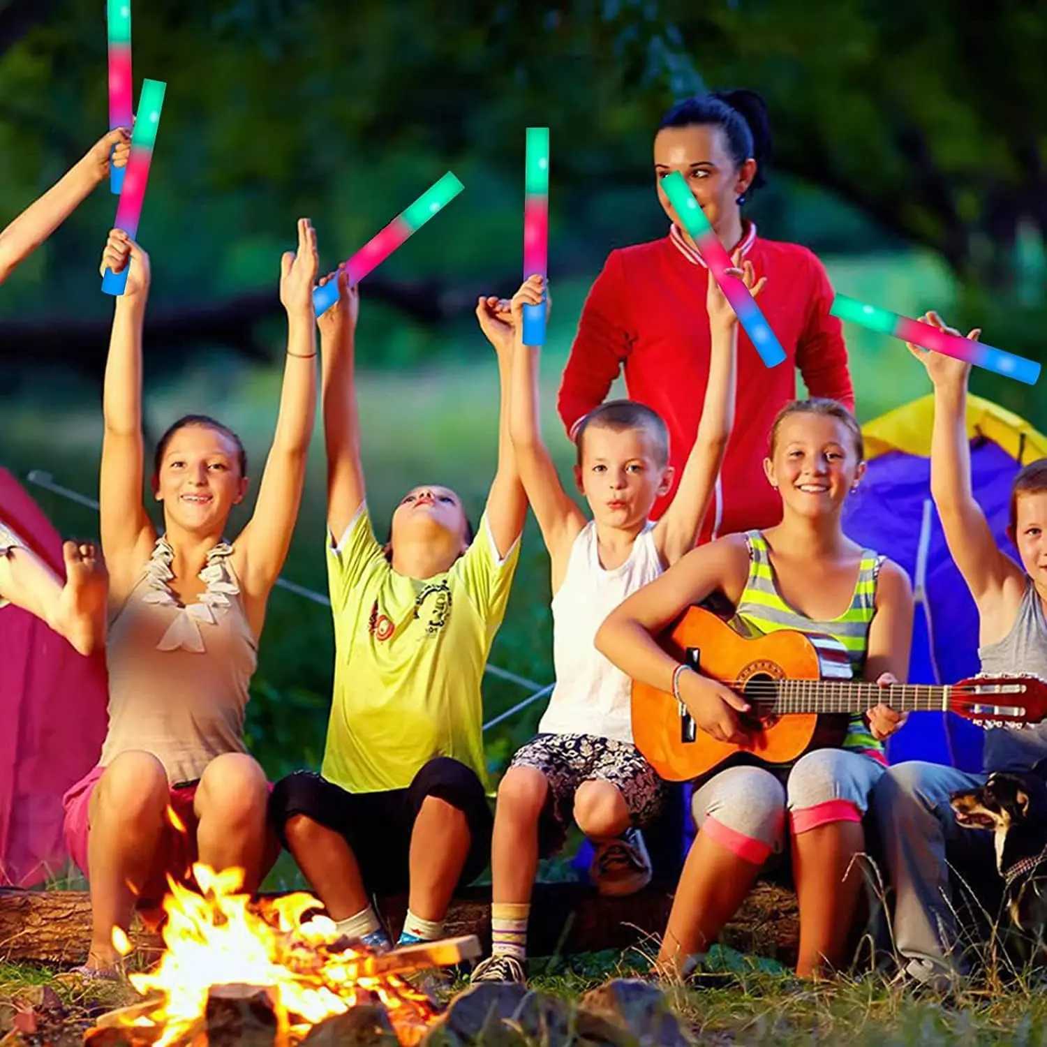 115 Pack LED Foam Glow Sticks Bulk Glow Sticks with 3 Colorful Flashing Modes Glow in the Dark Party Supplies for Wedding W250528