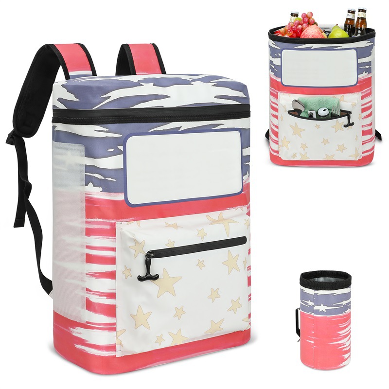 Large Capacity Insulated Picnic Bag with Double Shoulder Straps - Waterproof PEVA Outdoor Backpack