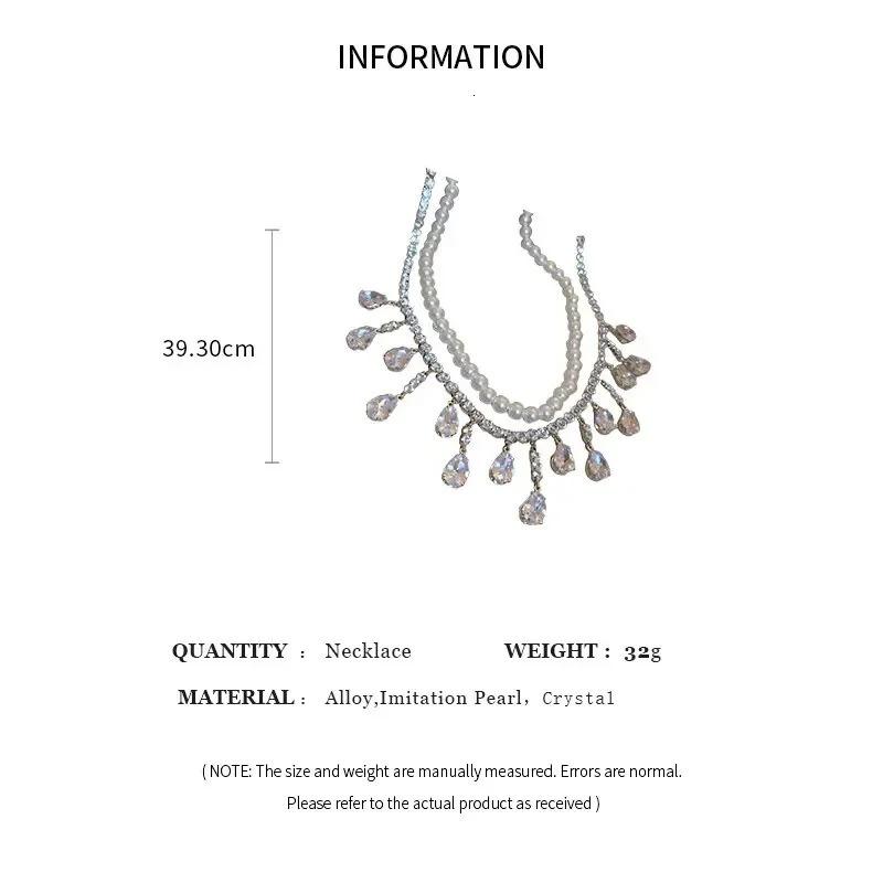 Rhinestone Crystal Chokers Necklaces For Women Multilayer Pearl Chain Necklace for Party Jewelry Accssory Gifts 250522