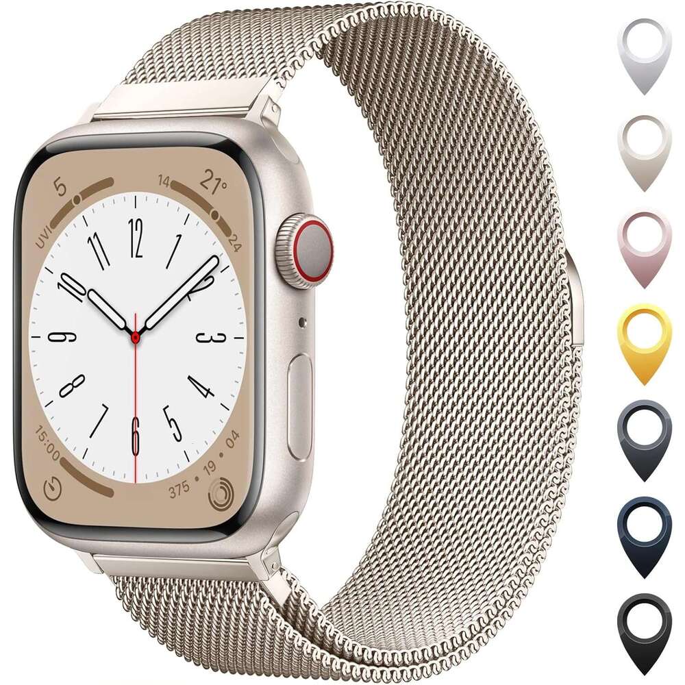 Original Loop Band Compatible with Apple Watch 38mm 40mm 41mm 42mm 44mm 45mm 46mm 49mm - Women's and Men's Magnetic Buckle Adjustable Metal 