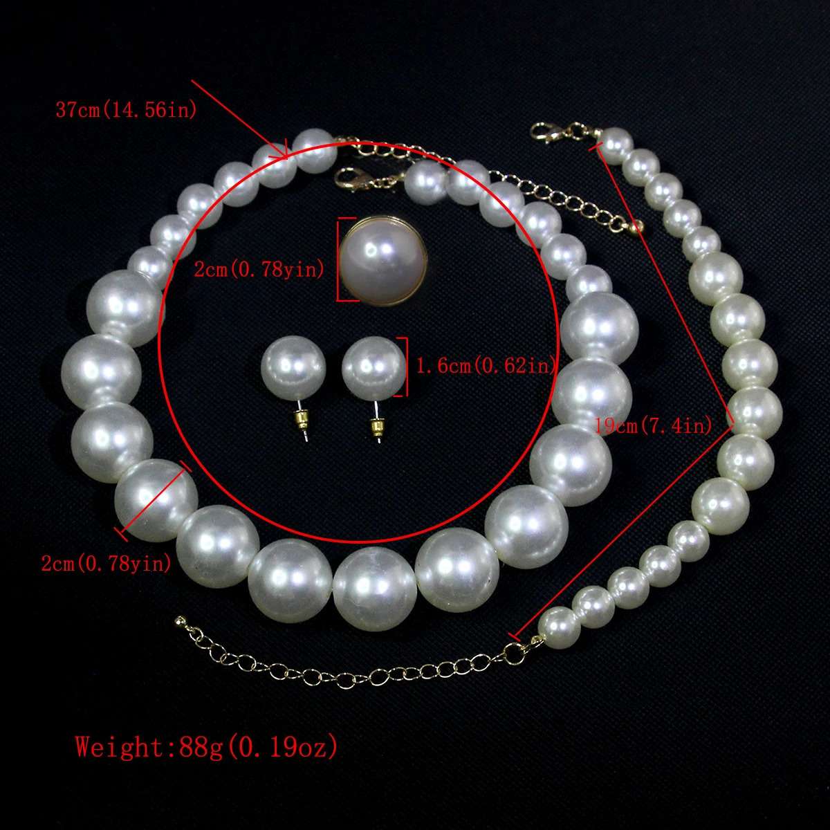5 Womens Vintage Light French 5 Piece Pearl Jewelry Fashion Wedding Earring Bracelet Necklace Ring Set 250520