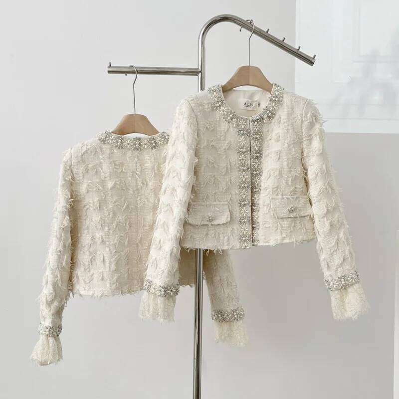 autumn winter Tweed Jackets For Women Korean Fashion Sweet All-Match Woolen Coat Outerwears chaquetas veste