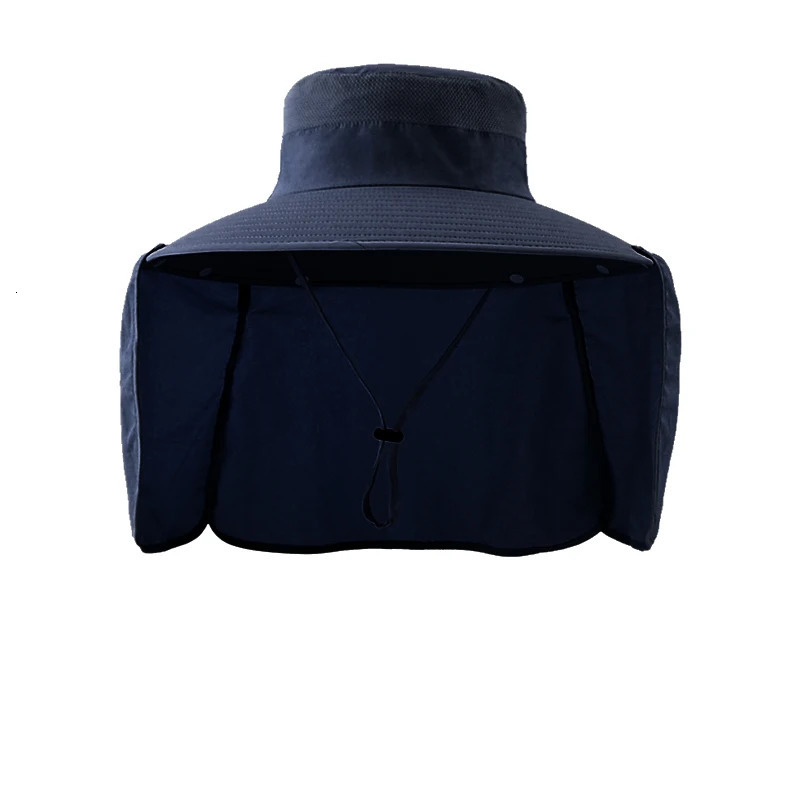 Xinbaoguan 100% Polyester Mens Summer Outdoor Big brim Neck Protection Sun Protection Hat Fishermans Hat 250523