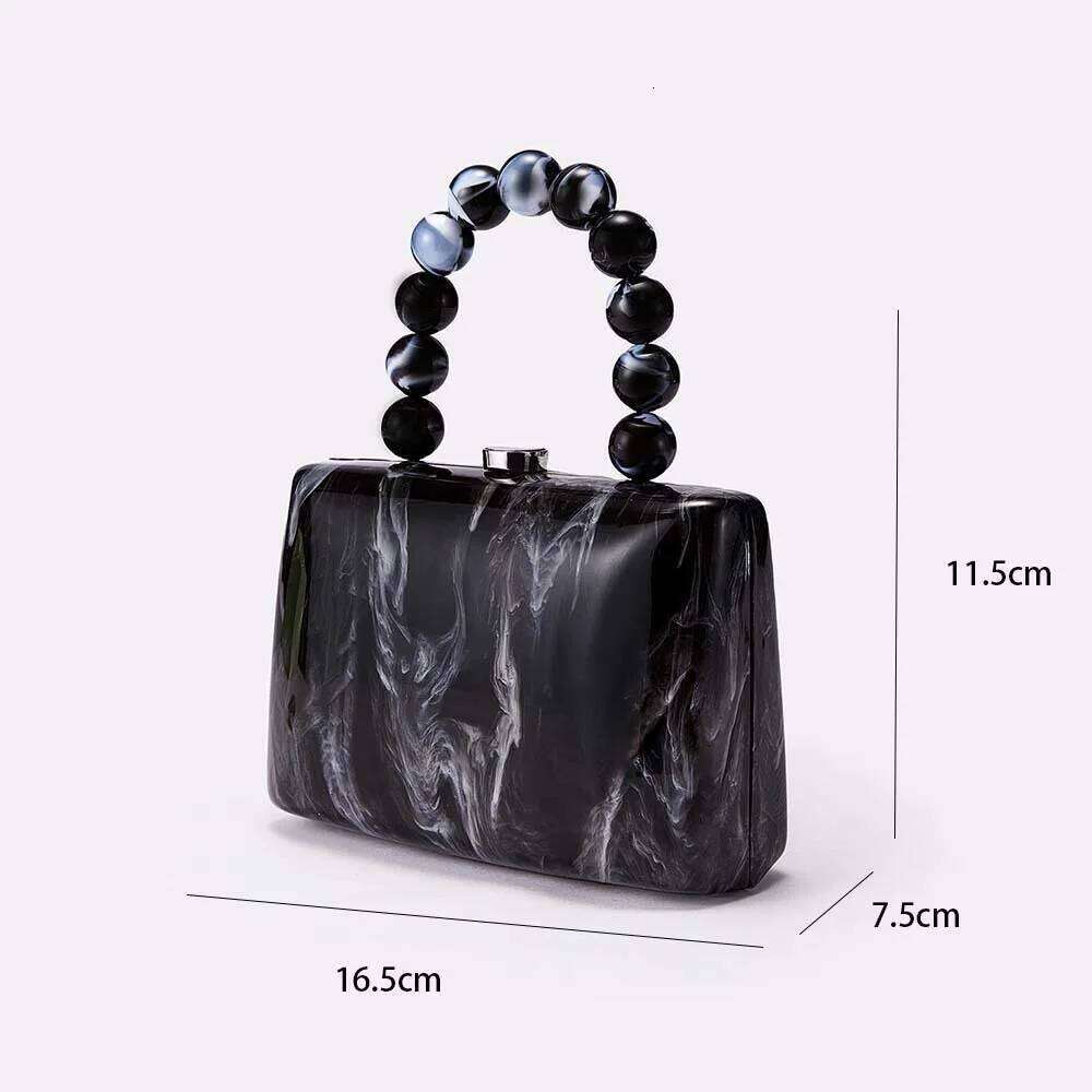 2025 Designer New Marble Texture Black Evening Bag Acrylic Clutch Women Wedding, Prom, Party Perfect Gift For Dating