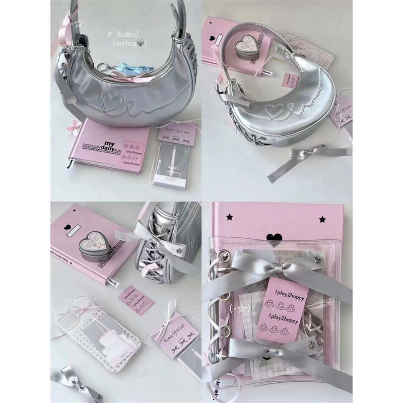 2025 New Fashion Ballet-inspired Love Strap Shoulder Bag - Stylish Silver Crescent Underarm Bag with Premium Texture