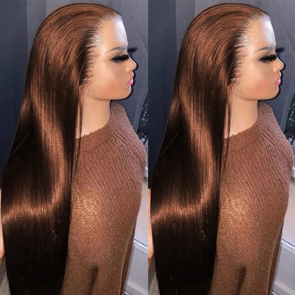 250 Brown 13x6 HD Lace Front Wigs Straight Glueless Frontal Wigs Dark Brown Bone Straight Colored synthetic lace front wigs