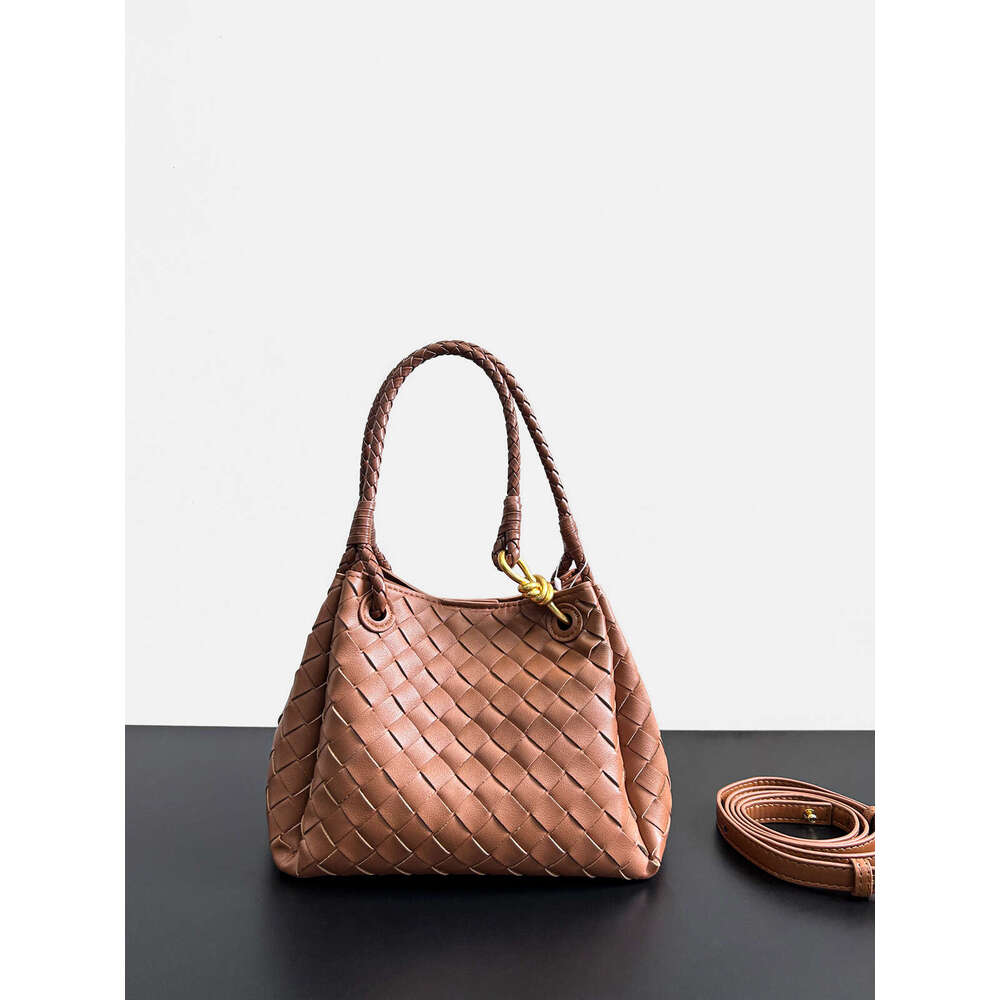 Tote Bag Braided Handbag New Genuine Leather Woven Parachute Shu Qi Same Style Handheld Basket Large Capacity Cowhide Bucket Bag Shoulder Bag
