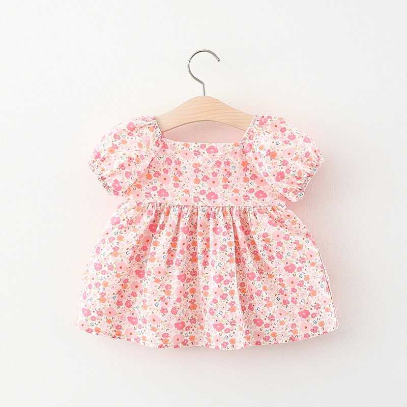 Childrens Clothing New Girls Short Sleeved Dress Childrens Solid Color Big Bow Summer Dress Baby Children Printed Princess Dr X250528