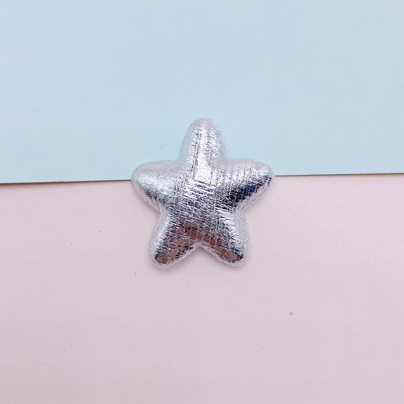 100Pcs 2CM Shiny Fabric Star Heart Padded Appliques Sew on Patches Embellishment for Scrapbooking Cake Topper Hair Clip Accessories