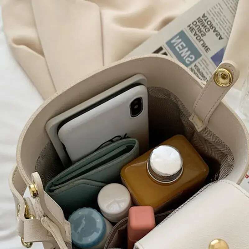 Evening Bags Fashion Small Bucket Bag Ladies Beige Yellow Shoulder Casual Messenger Mini Handbag Solid Color Mobile Phone Party