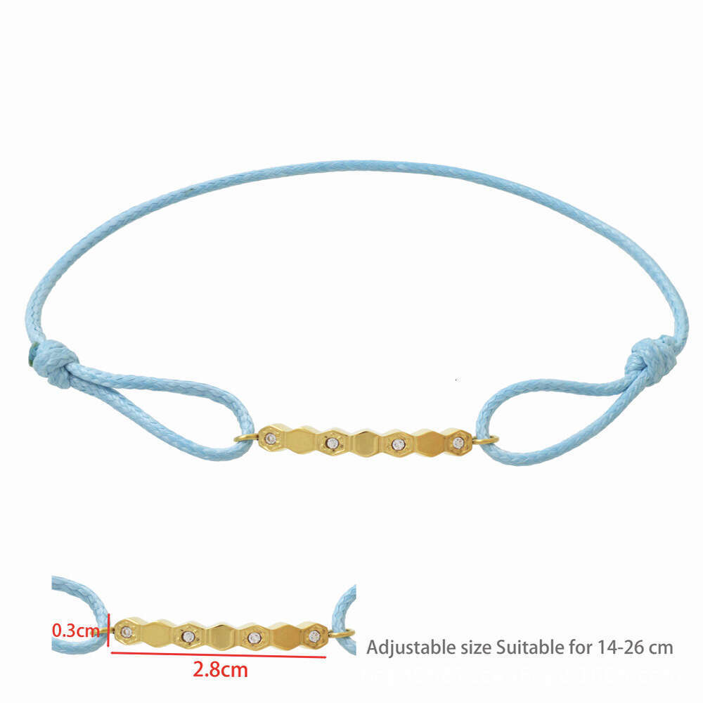 Handwoven Titanium Steel Gold and Sier Couple Hexagonal Honeycomb Zirconia Colorful Adjustable Neutral Rope