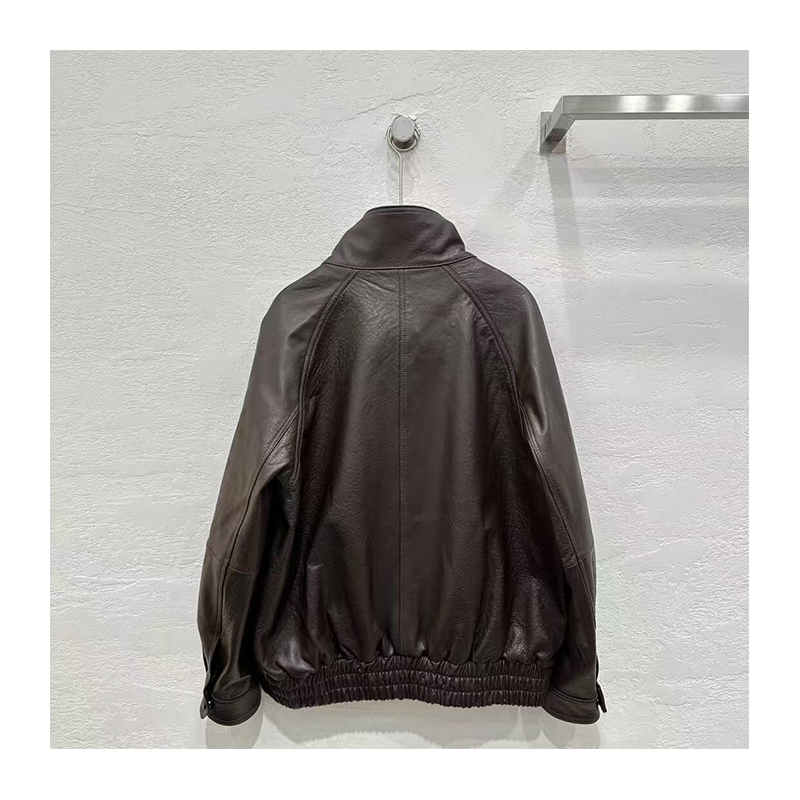 Black leather jacket, American trendy retro jacket, high-end top