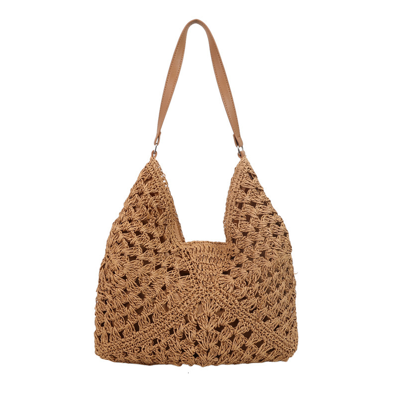 2025 new women's new hollow design beach vacation grass woven bag designer multifunctional single shoulder handbag