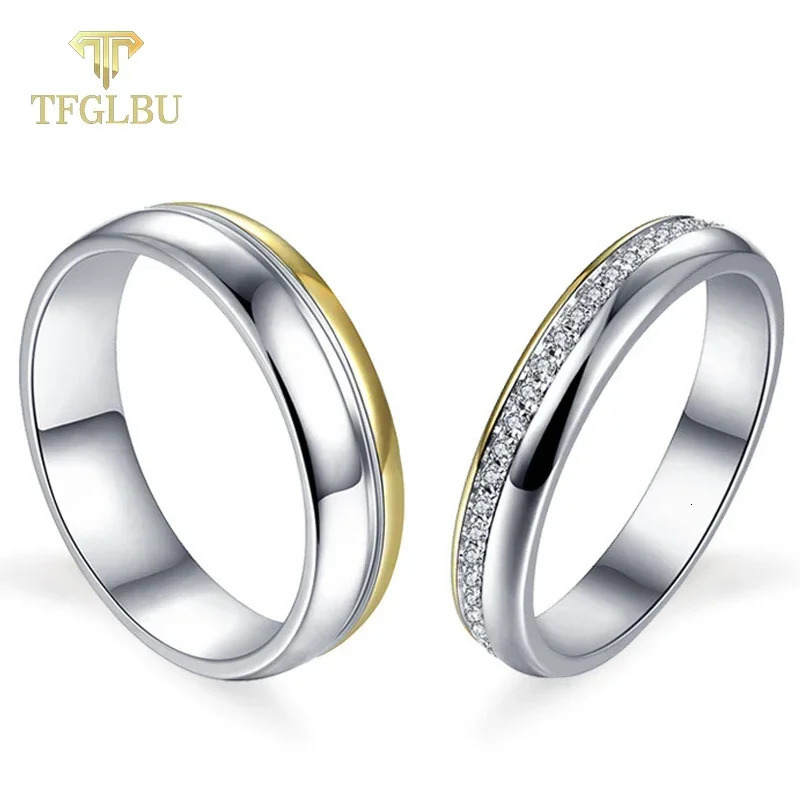 TFGLBU Trendy 100% All Couple S925 Sterling Sliver Ring for Women Diamond Wedding Proposal Engagement Band Jewelry 250519