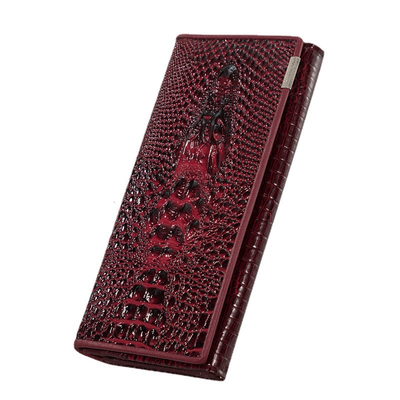 Free shipping designer wallet New Panio Women's Wallet Crocodile Head Hinge Medium Long PU Leather Phone Bag Multi-Card Slot Clutch