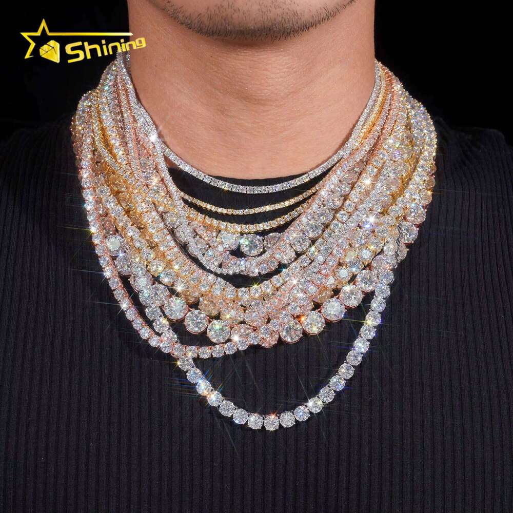 Hot Sale Classic Basket Prong Setting Sier VVS Dia Bracelet Necklace Moissanite Tennis Chain