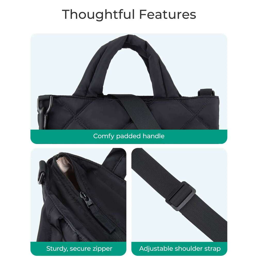 BAGSMART Puffy Mini Tote Quilted Grid Shoulder Bag Small Purse Handbag Organizer Crossbody Bags For Women