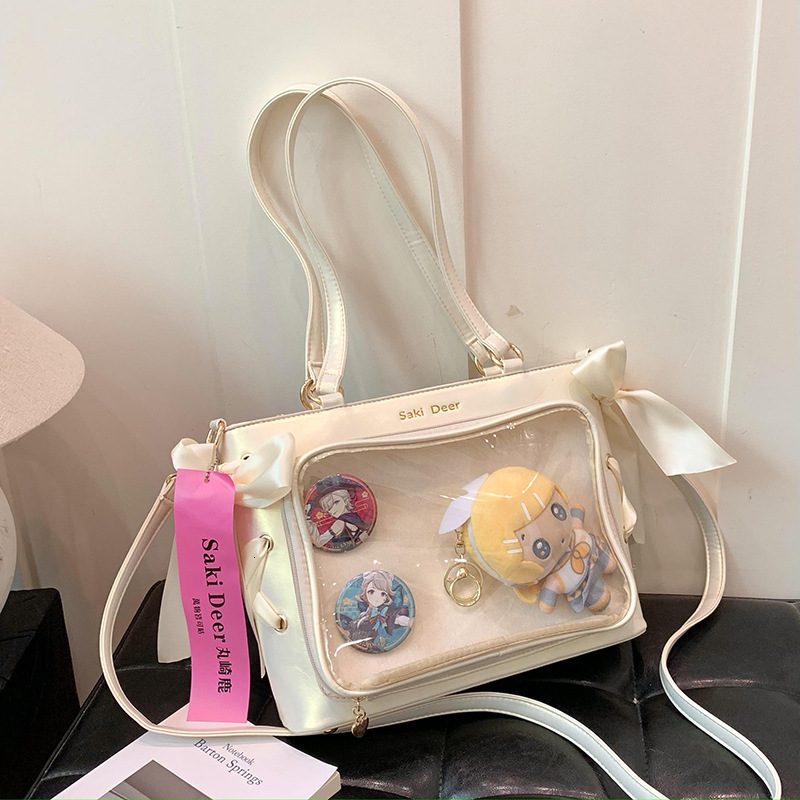 Free Freight Designer Bag Women's Handbag New Japanese Versatile Transparent Shoulder Bag School Bag Anime Bag Large Capacity Casual Bag