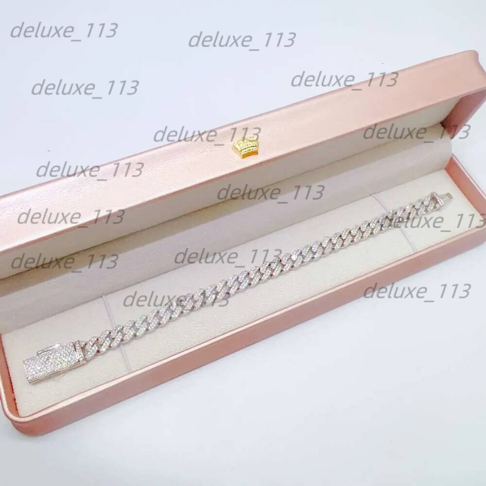 Moissanite Necklace, 20 Years Of Experience In Manufacturing, Hip Hop 8Mm Double Rowed Stone Sier Moissanite Cubanlink Chain Necklace