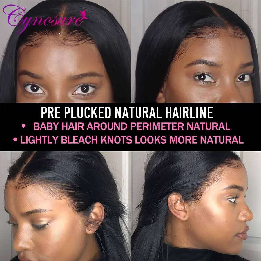 Cynosure 13X4/13X6 HD Transparent Front Human Hair Wigs for Women Pre Plucked Remy Brazilian Straight Lace Frontal Wig