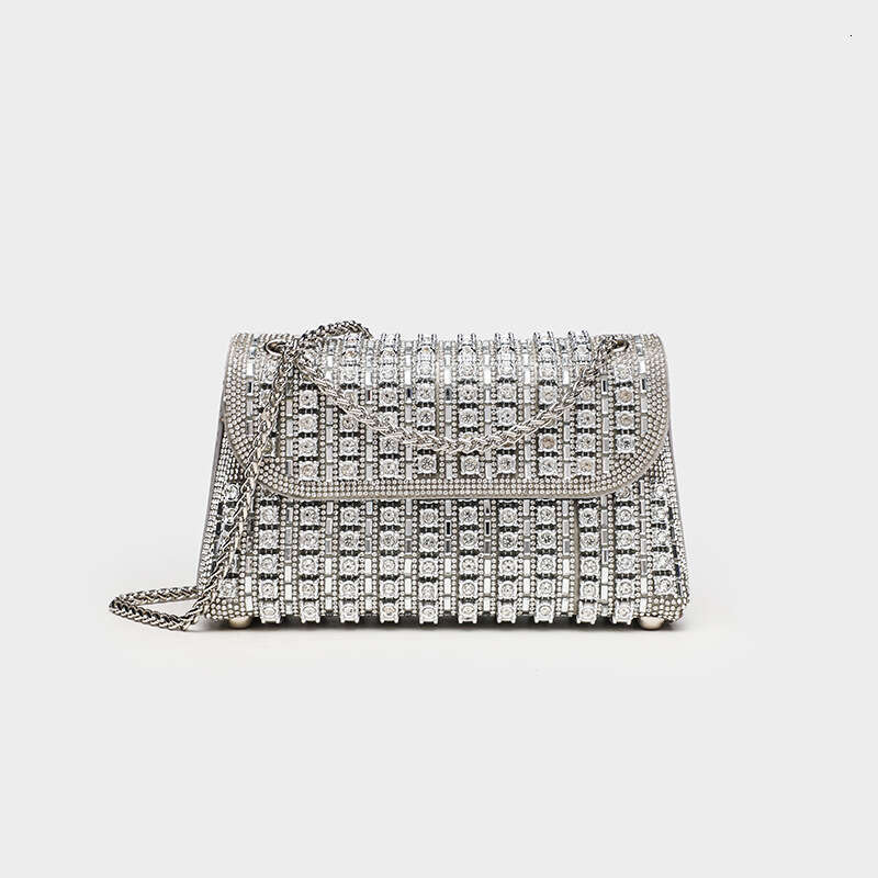 2025 Spring New Versatile Fashion Silver Rhinestone Shoulder Crossbody Handbag Inlaid Bag