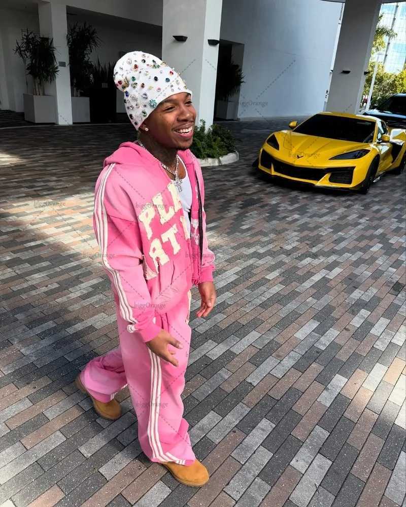 Oversized Sportswear Suit Men Letter Embroidered Zipper Hoodie Y2K High Strt Fashion Brand High Waist Sports Pants X250528