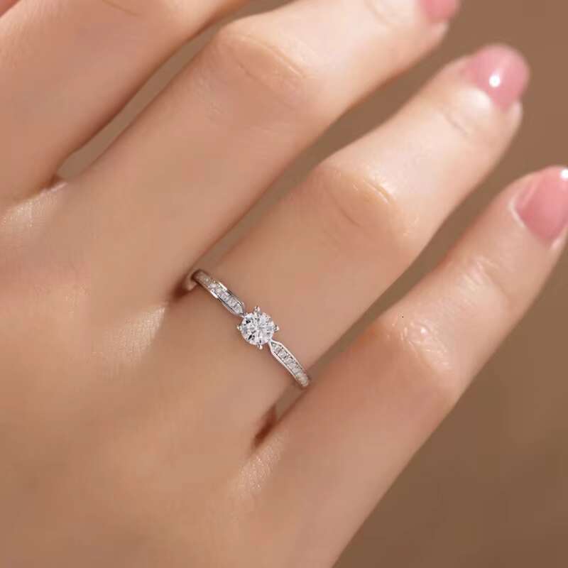 Fashion Moissanite Ring Pass Diamond Tester 925 Sterling Silver Four Claw Rings Certified GRA Jewelry
