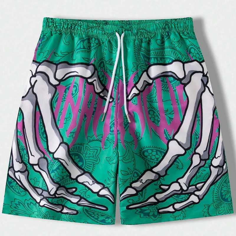 New Mens Summer Skeleton Hand Element Print Shorts 3d Printed Men Casual Fashion Sports Breathable Loose Trend Beach Shorts X250528