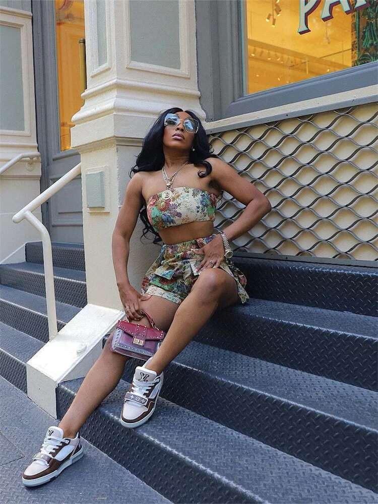 2 Piece Set Women Summer Sleeveless Off Shoulder Tassel Crop Top Shorts Sets Casual Tracksuit Wholesale Dropshipping 2025