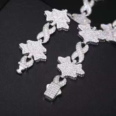 Solid Sliver Moissanite Necklace Flower Bracelets Chains for Men Plated White Gold Women Fine Jewelry with Certificates