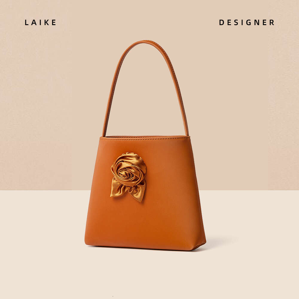 for Women New Satin Cowhide Handbag Niche High-end Sense Floral Shoulder Korean Style Genuine Leather Bag