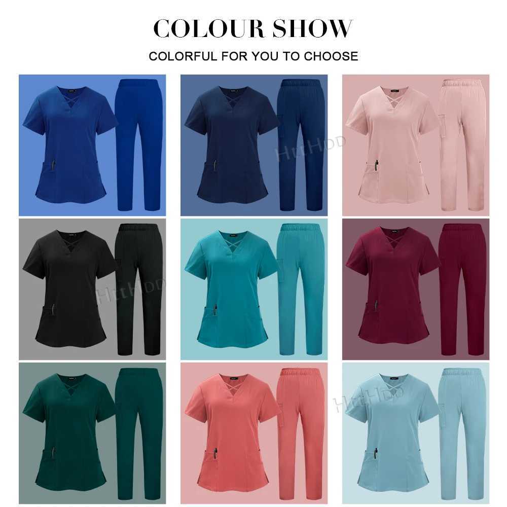 Scrubs Set Nurse Dental Surgery Suit Operating Room Medical Uniform Scrubs Hospital Working Medical Supplies Work Wear X2505281