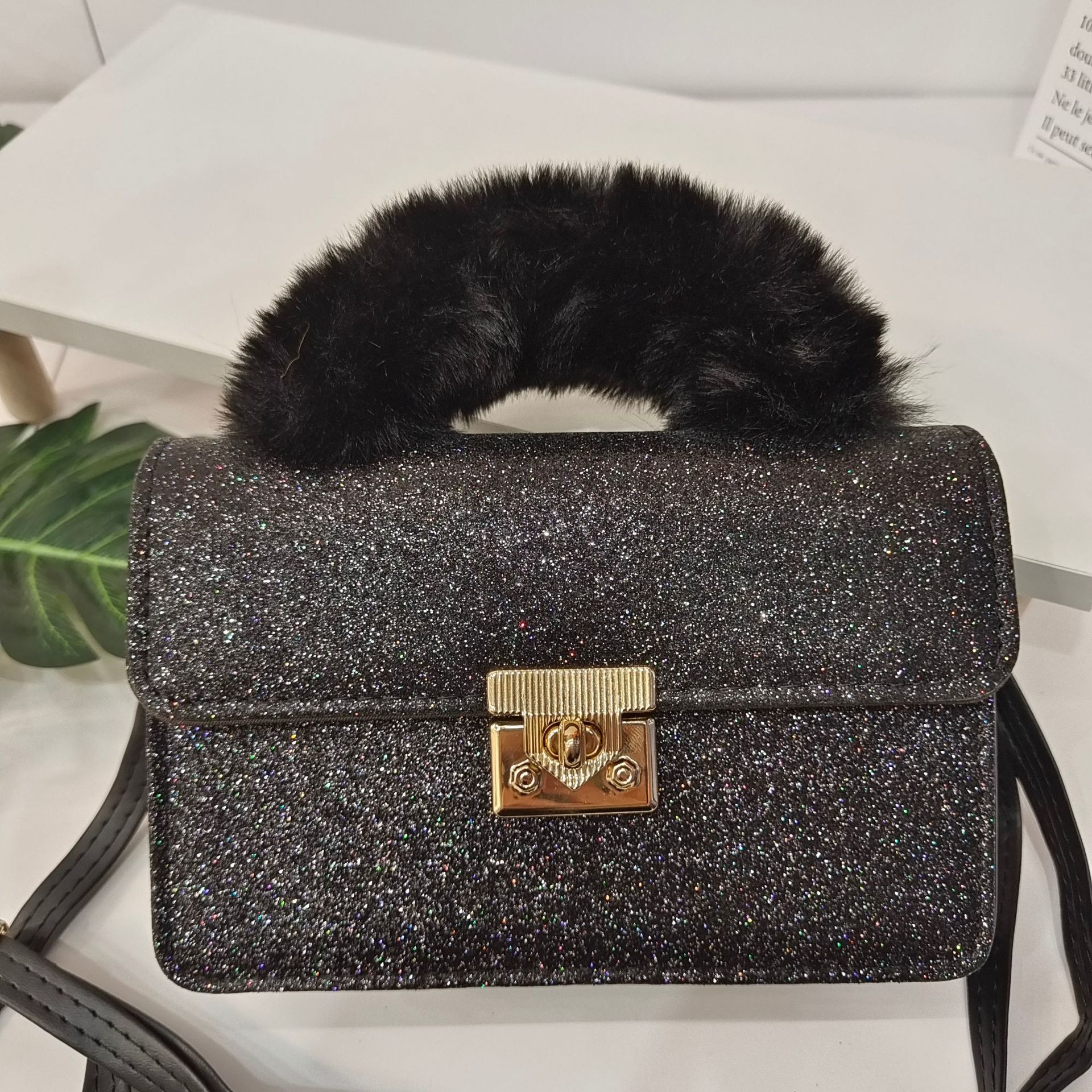 High quality brand, high-quality new style, free designer bag, fashionable sequin bag, plush handbag, texture crossbody bag, brand new free designer b
