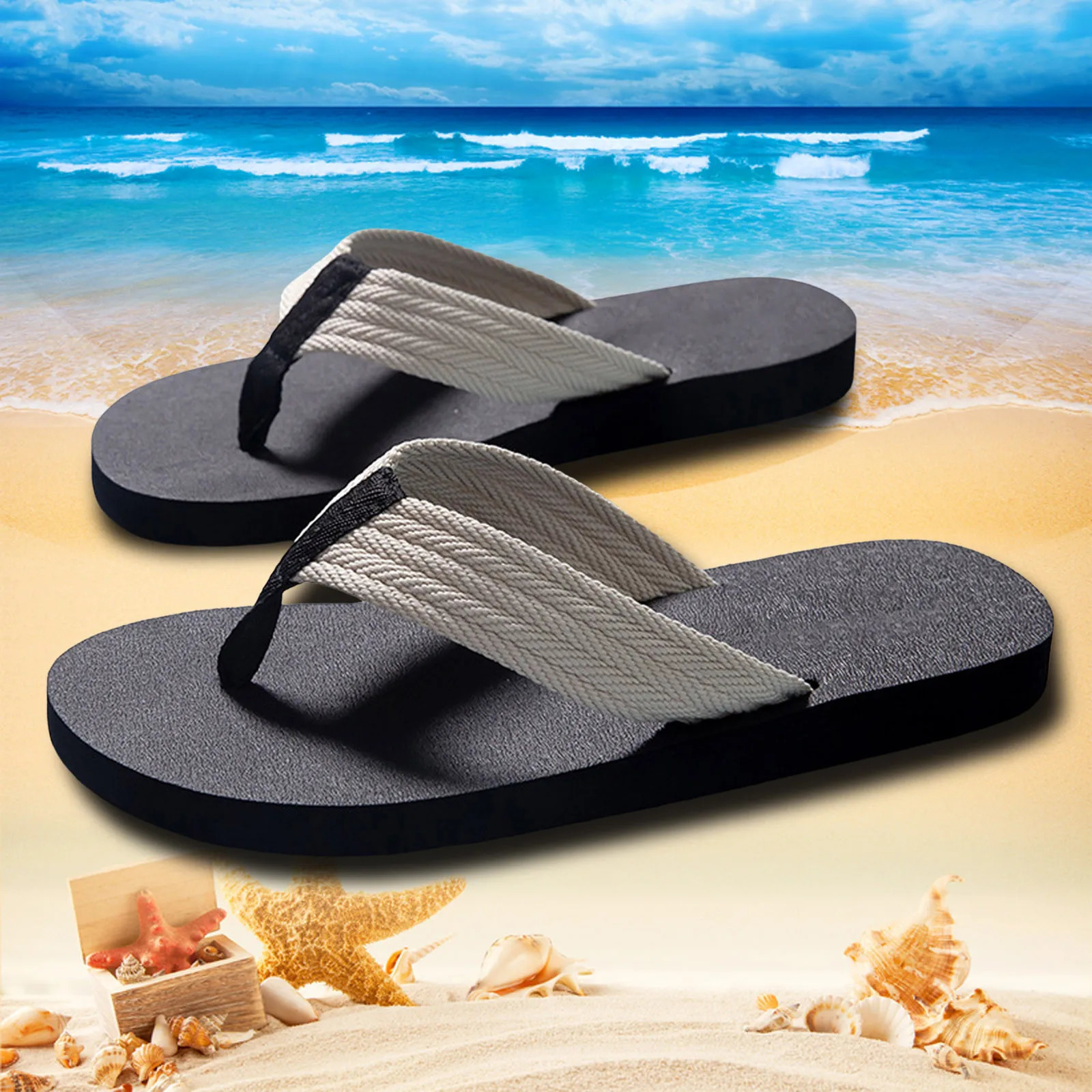 Mens Cowboy Slippers Summer Casual Outside Wear Beach Non Slip Breathable Flip Flops Clip Toes Mens el Slippers Plus Size 250526