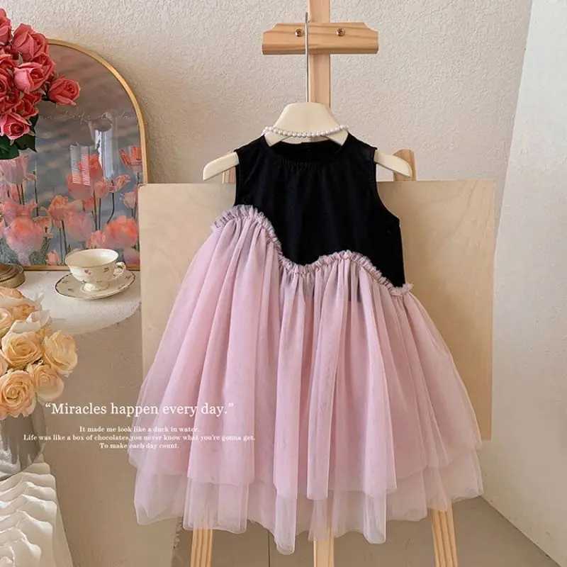 Girls Casual Dresses Color Contrast Patchwork Mesh Princess Dress Toddler Girl Clothes Party Dress Kids Girl Princess Dresses X250528
