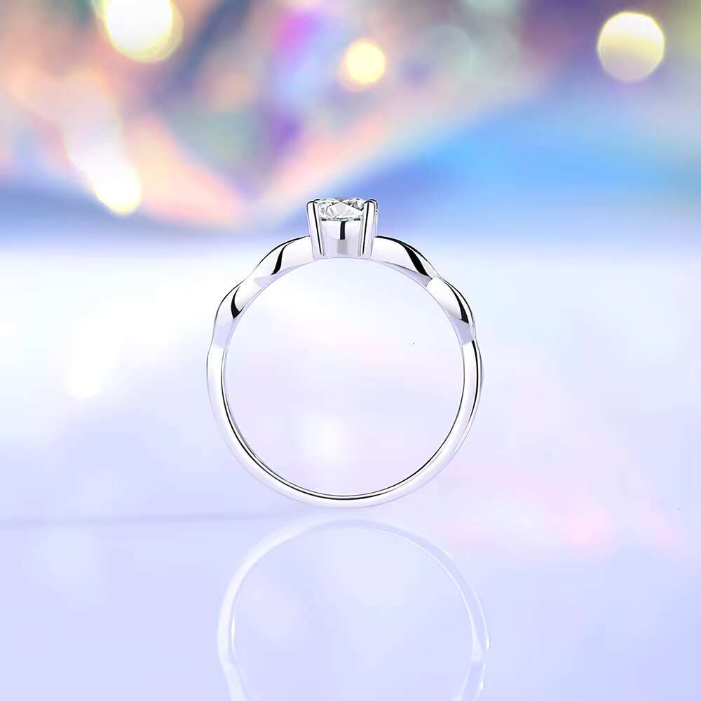 Classic Four-claw Simulated Diamond Rings 925 Sterling Silver Moissanite Solitaire Wedding Engagement Eternity Ring for Female