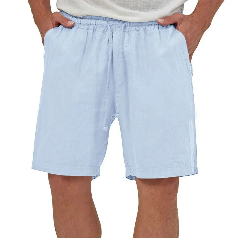 Mens Cotton Linen Shorts Casual Loose Fit Hawaiian Beach Style Short Pants Summer Breathable Lightweight Shorts Cozy Streetwear 250520