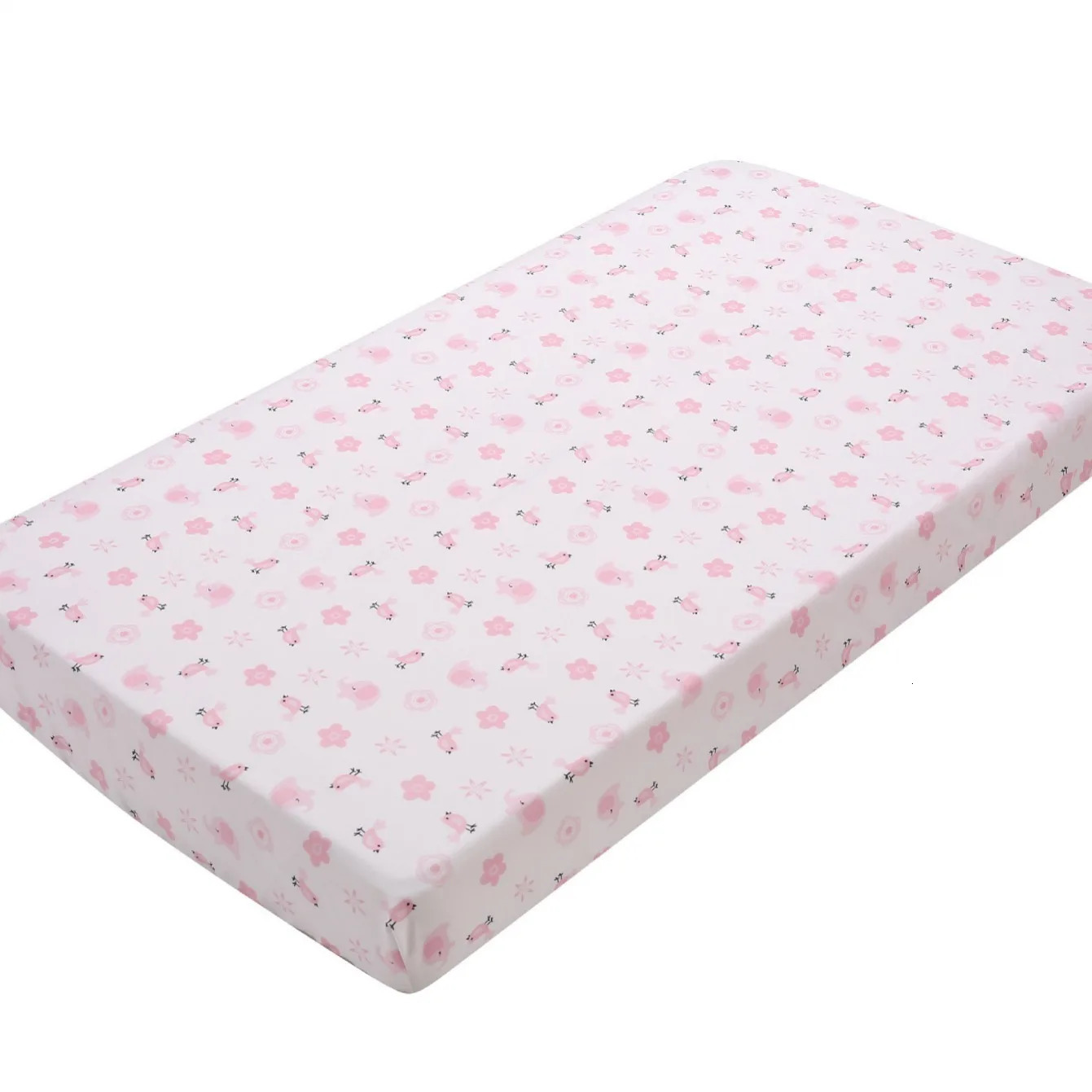 3 Pcs Baby Crib Bedding Set Pink Elephant Including Quilt Sheet Skirt Kit Bedsheet Pillowcase 250517z