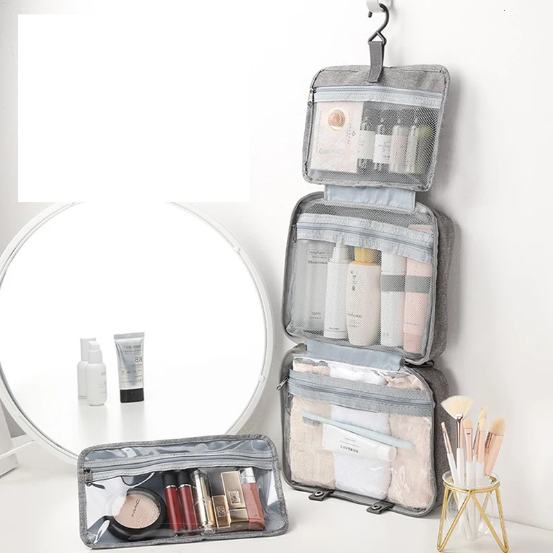 Waterproof Hanging Hook Toiletry Bag Large Folding Handbag Travel Makeup Cosmetic Razor Storage Organizer Case Bathroom Supplies 250528