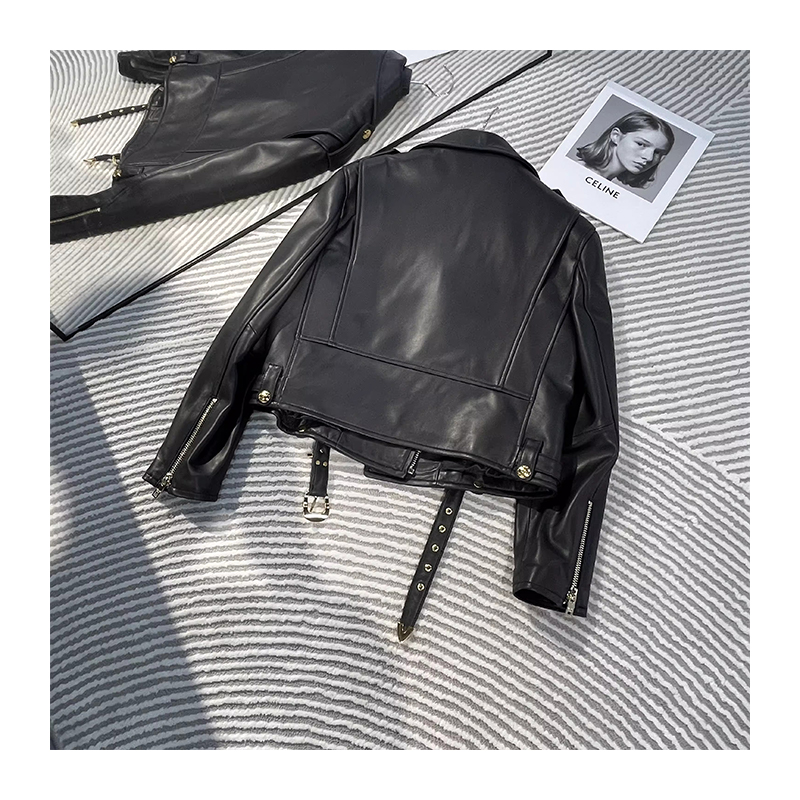 Ladies' leather exquisite high-end jacket