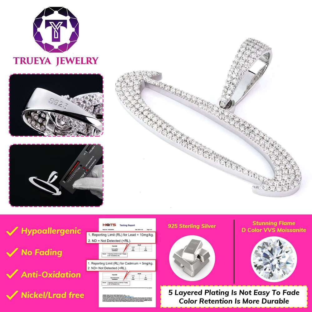 Custom Men Women Gold Plated Gift Dia Mosssanite Moissanite Jewelry Sterling Sier Pendant for Cuban Link Necklace