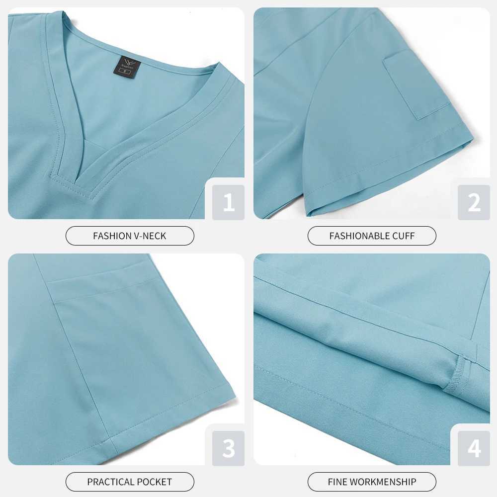 Short Slved Apparel Tops Pants Set Pharmacy Working Clothes Medical Hospital Doctor Nursing Uniform Casual V-neck Nurse Women X250528