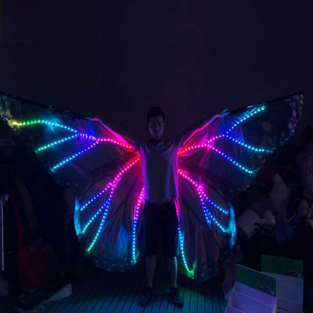 Colorful Belly Dance Performance Costume LED Wings Dance Accessories Girls LED Wings Costume LED Butterfly Wings W250528