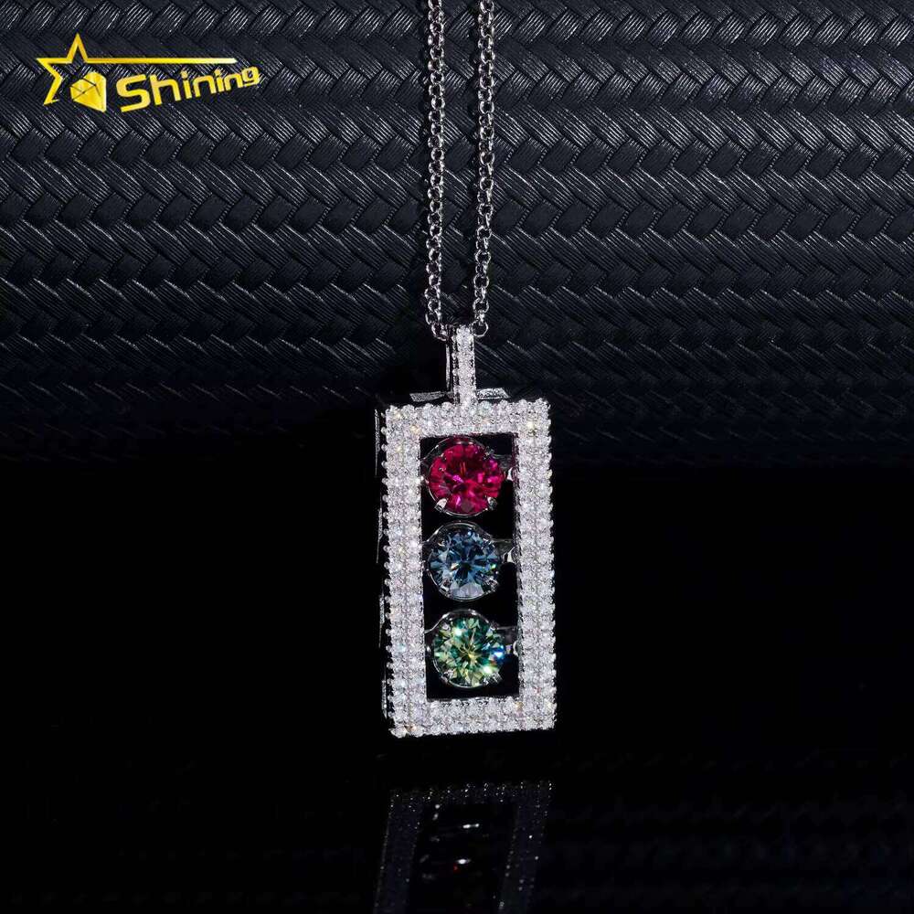 Men Hip Hop Jewelry Pass Dia Tester Gold Plated Real Sier Trafic Sign Iced Out VVS Custom Moissanite Pendant