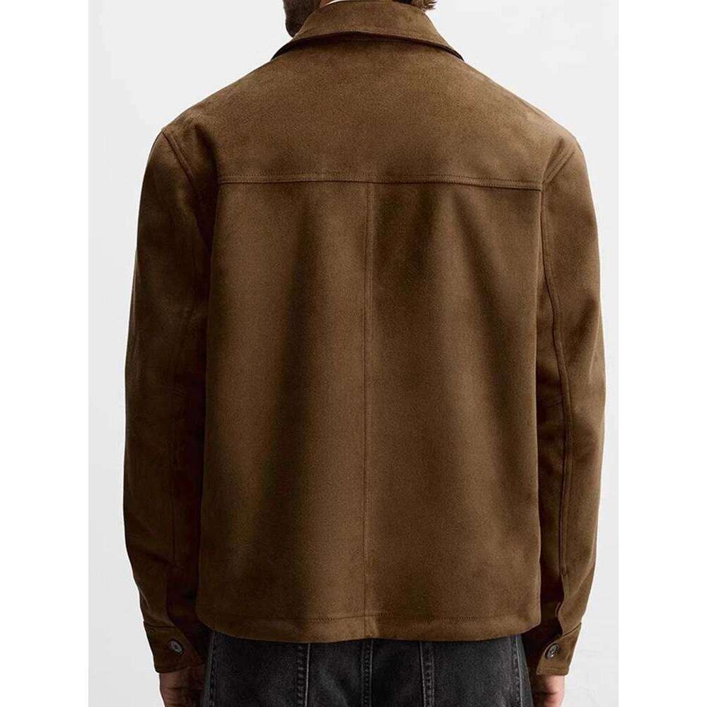 Women's Wear Men's Texture Imitation Suede Lapel Collar Straight Casual Jacket For Men