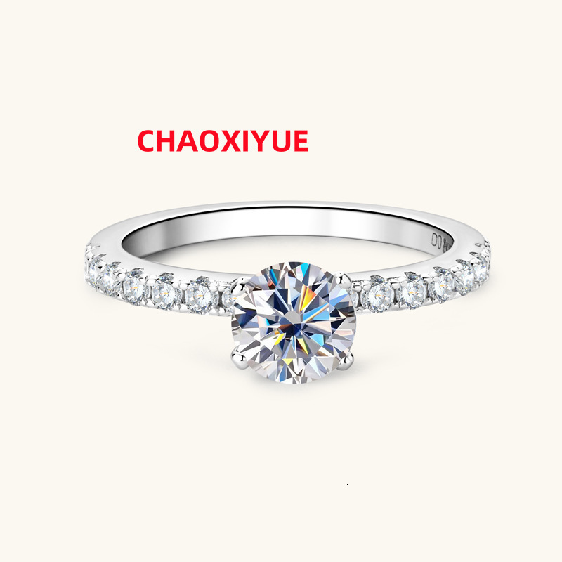 Fashion Women Jewelry Gift 0.8ct Round Cut Moissanite Rings 925 Sterling Silver for Engagement Wedding