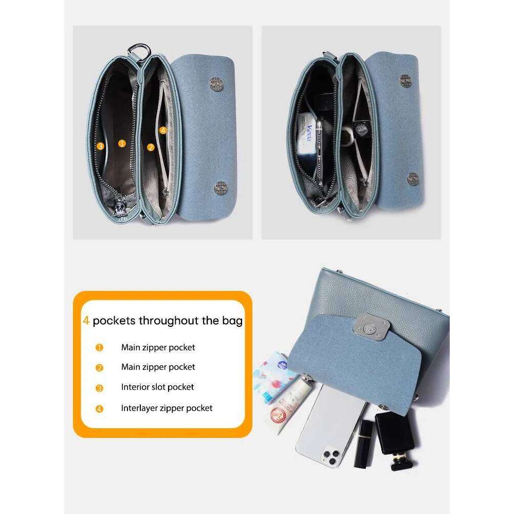 Designer Bag Zency Ladies Handbags Simple Leather Women Tote Designer Hasp Square Crossbody Top-Handle For Shopper Commuter Messenger Bag