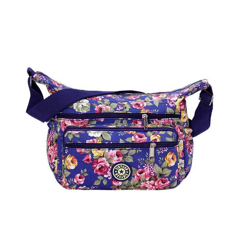 Nylon Ladies Messenger Bag Zipper Design Shoulder Bag Bandolera Mujer Printed flower Girl Student Phone Crossbody Shoulder Bag Y250528