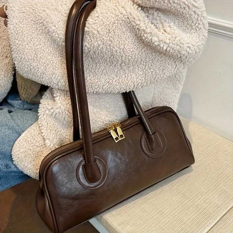 1pc Fi Faux Leather Shoulder Bag Elegant Handbag with ing Detail Versatile Top-Handle Purse Y250718